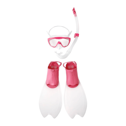 Set Snorkel Lentes Aletas Speedo Glide Scuba Niños Rosa