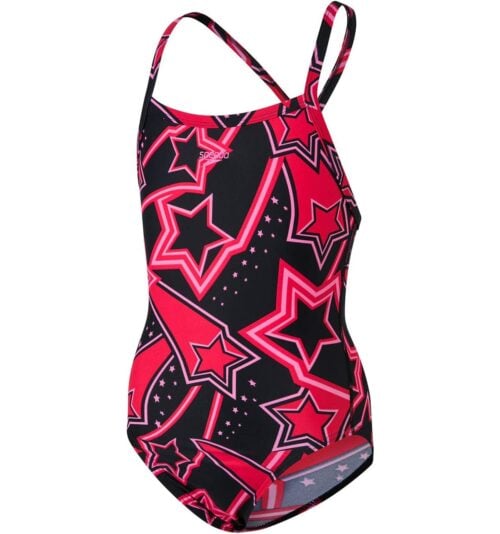 Traje Baño Natación Niña Speedo Allover X Back 1 Pieza Negro